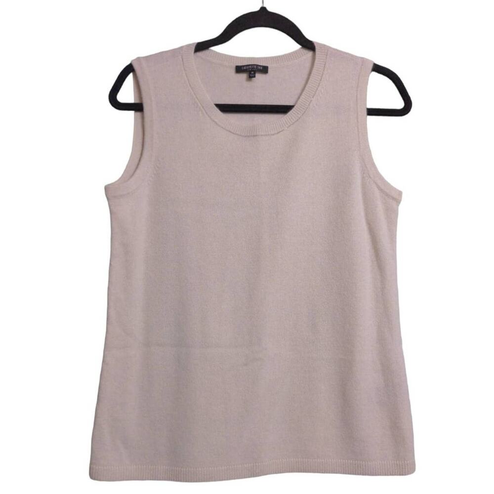 Lafayette 148 New York Womens Pullover Sweater Beige 100% Cashmere Sleeveless M